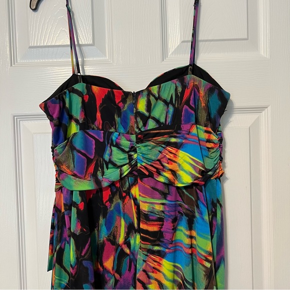 Bisou Michele Bohbot Abstract Multi artsy color dress spaghetti straps 10 - Picture 12 of 15